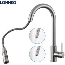 Kaibor - Lonheo Grifo Cocina Extraíble 50cm, Grifo de Cocina con ducha extraíble de Acero inoxidable cepillado, 360° Giratorio Fregadero Monomando