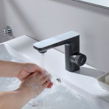 Lonheo - Grifo de Lavabo con doble sensor de infrarrojos Nero opaco, Mezclador Grifo Lavabo sin Contacto, Mezclador de lavabo con sensores laterales