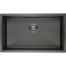 Auralum - Lonheo Küchenspüle schwarz xl 74 × 44 cm eckige Spülbecken, Einbauspüle für ab 80er Unterschrank, Edelstahlspüle mit Über- und