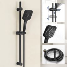 LONHEO MAX Brausestange mit Handbrause mit 3 Strahlarten Handbrause Verstellbare Brausegarnitur Schwarzes Edelstahl-Duschsystem
