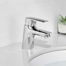 Lonheo - Auralum Mitigeur de lavabo Chromé en Laiton Robinet Salle de bain avec Barboteur démontable, Eau froide et chaude Réglable