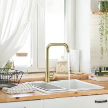 Auralum - Lonheo Robinet de Cuisine 7-Forme Rotatif à 360°Mitigeur Evier à Eau Froide et Chaude en Acier Inoxydable avec Barboteur démotable, Doré