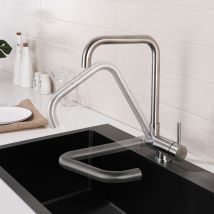 Robinet de Cuisine Rabattable Rotatif à 360°, Mitigeur Cuisine à Eau Chaude et Froide Robinetterie en Acier Inox 304 avec barboteur démotable Pour