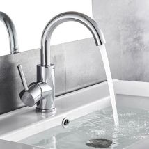 Auralum Max - AuraLum Robinet de Lavabo Monotrou Rotation à 360° D'eau Froide et Chaude Mitigeur Robinet en Laiton Chromé pour Salle de Bain