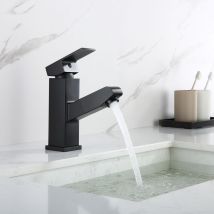 Auralum - Robinet de Lavabo Noir avec 2 Fonctions Douchette Extractible Mitigeur de Salle de Bain avec Barboteur Démontable