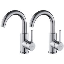 Lonheo - 2PCS AuraLum Robinet Lavabo Salle de Bain Forme en u Bec Haut Mitigeur de Lavabo Chromé Brillant Rotatif 360°Robinet Mitigeur Lavabo Moderne