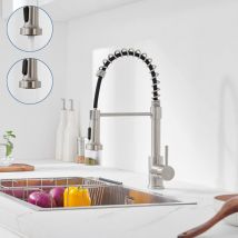 Auralum Robinet de Cuisine à Ressort avec Douchette Extensible, Robinetterie Évier Rotatif à 360° avec 2 Modes Spray et Stream Available,Froid &