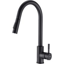 Robinet De Cuisine Avec Douchette Extractible Noir Mat Rotatif À 360 ° Mitigeur Cuisine D'Évier 2 Fonctions En Acier Inoxydable - Lonheo