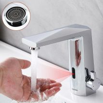 Lonheo - Rubinetto a Infrarossi, Rubinetto Miscelatore con Sensore Elettronico Automatico, Rubinetto Bagno Lavabo per lavello funzionamento a