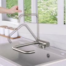 Auralum - Lonheo Rubinetto Abbattibile in Acciaio Inox - 7Form, Rubinetto Cucina Sottofinestra, Miscelatore da Cucina Pieghevole a 63mm e Girevole a