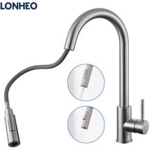 Kaibor - Lonheo Rubinetto Cucina Estraibile in acciaio inox, Estraibile Rubinetto da Cucina con Doccetta 50cm con Adattatori rimovibili, Girevole a