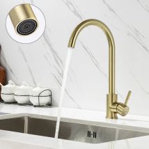 Rubinetto da Cucina in Acciaio Inox Spazzolato, Girevole a 360° Rubinetto Cucina Lavello con Aeratore Staccabile, Rubinetto Cucina Monocomando per