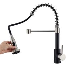 Auralum Rubinetto Cucina con Doccetta Estraibile, Girevole a 360 Miscelatore monocomando per lavello con 2 ugelli, Rubinetto da Cucina dell'acqua