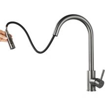 Lonheo - Rubinetto Cucina con 2 Funzioni Doccetta Estraibile 40cm Acciaio Inox Grigio Pistola Soffione doccia girevole Miscelatore Monocomando