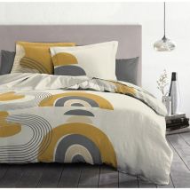 Parure de couette 3 pieces coton 57 fils jaune 240 x 260 cm - LONSDALE