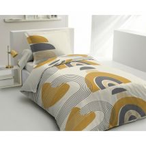 Parure de couette 2 pieces coton 57 fils jaune 140 x 200 cm - lonsdale