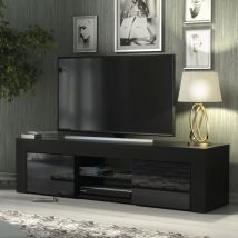 Creative Furniture - Loom tv Unit - Black with Gloss Doors - 130cm