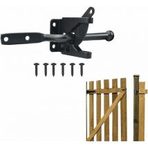 Soleil - Loquet de portail en acier inoxydable à levier automatique de gravité Auto Loquet de portail noir avec vis pour portail en bois et portail