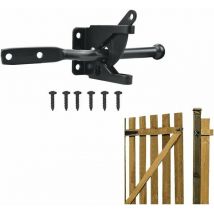 Jalleria - Loquet de portail en acier inoxydable à levier automatique de gravité Auto Loquet de portail noir avec vis pour portail en bois et portail