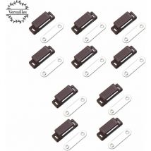 Loqueteau magnétique puissant – force de maintien 4kg – lot de 10 - brun – aimant porte – loqueteau aimant – aimant placard – aimant porte de placard