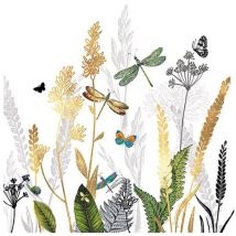 Los 20 Papierservietten 33 X 33 Cm - Ornamentalblumen & Weißer Hintergrund - Ambiente