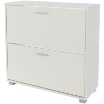 Netfurniture - Shoe Cabinet White Gloss Hallway Living Home Furniture Storage Organiser Unit