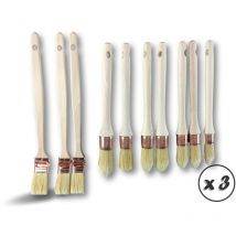 Kibros - Lot 10 pinceaux à rechampir pouces plats coudés version pro 100% France - Lot de 3 packs - Pack 10 pinceaux divers