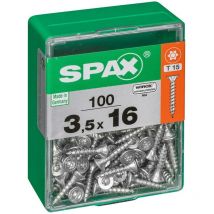 Set di 100 viti Spax a testa svasata piana in acciaio, Diam.3,5 mm x L.16 mm Spax
