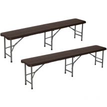 Orion91 - Lot 2 Bancs Pliants Traiteur Effet Bois 180x30x43cm O91