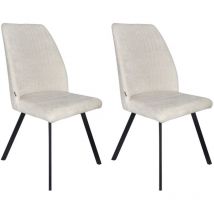 Meubletmoi - Lot 2 chaises en tissu beige doux et épais pieds métal noir - fuzo 2