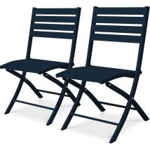 Citygarden - marius - Lot de 2 chaises de jardin en aluminium bleu marine - city garden