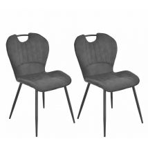 Meubletmoi - Lot 2 chaises microfibre gris anthracite vieilli pieds métal - willy 2