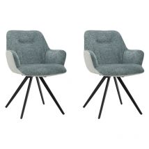 Meubletmoi - Lot 2 chaises rotatives 180° tissu vert de gris et pied métal - corine