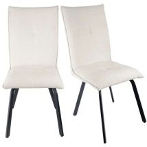 Meubletmoi - Lot de 2 chaises tissu effet maille écru et pieds métal noir – aria 2