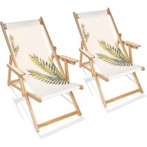 Citygarden - lona - Lot de 2 chiliennes de jardin en bois d'Eucalyptus motif feuille - city garden