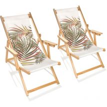 Citygarden - lona - Lot de 2 chiliennes de jardin en bois d'Eucalyptus avec motif jungle - city garden