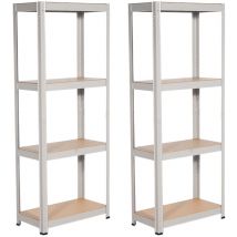 Lot 2 étagères métalliques avec 4 étagères réglables, 148x60x30cm 240Kg