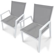 Dcb Garden - floride - Lot de 2 fauteuils de jardin empilables en aluminium blanc