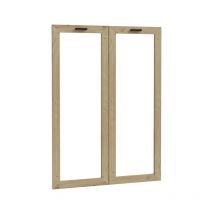 Meubletmoi - Lot 2 portes vitrées pour bibliothèque décor chêne rustique - manolo