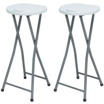Thinia Home - Lot 2 Tabourets hauts pliants Blanc 30x76cm