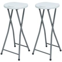7h Seven House - Lot 2 Tabourets hauts pliants blancs 30x76cm 7house