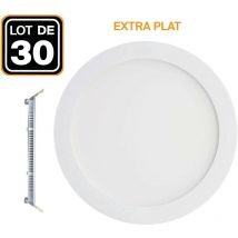 30 Spots Encastrable LED Downlight Rond Extra-Plat 18W Blanc