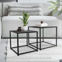 Ml-design - Table d'Appoint, Set 2x Tables 35x35x35 cm/40x40x40 cm, Carré, Noir Mat, Châssis Métallique, Empilable, Décorative, Set de Tables Basses
