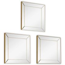 Boite A Design - Miroir déco design, Lot 3 miroirs décoratifs 30 x 30 cm Alexa Or en Verre