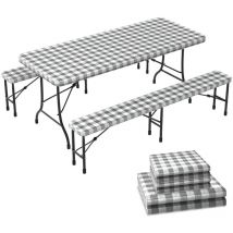 Vounot - Lot de 3 nappes de table et banc en pvc Vinyle style ceramique