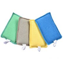 Liseré Vert - Lot 4 éponges réutilisables virtu'o clean - Éponges lavables en microfibre recyclée