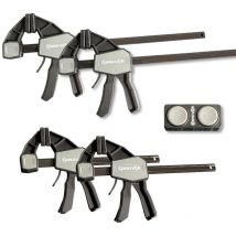 Lot 4 Serre-Joints à Une Main à Serrage Rapide 2 x 150mm + 2 x 300mm Force 68kg + Connecteur Omnivor