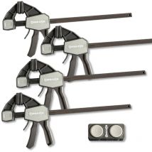 Omnivor - Lot 4 Serre-Joints à Une Main à Serrage Rapide 300mm Force 68kg + Connecteur