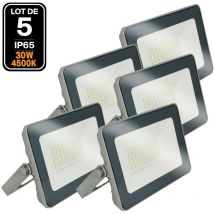 5 Projecteurs LED 30W ProLine Blanc neutre 4000K Haute Luminosité