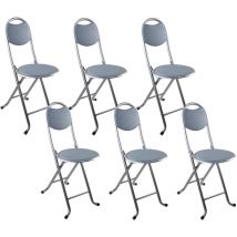 7house - Lot 6 tabourets pliants avec dossier 32x36x73.5cm